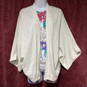 Loft Heather White Gray Cardigan Open Front